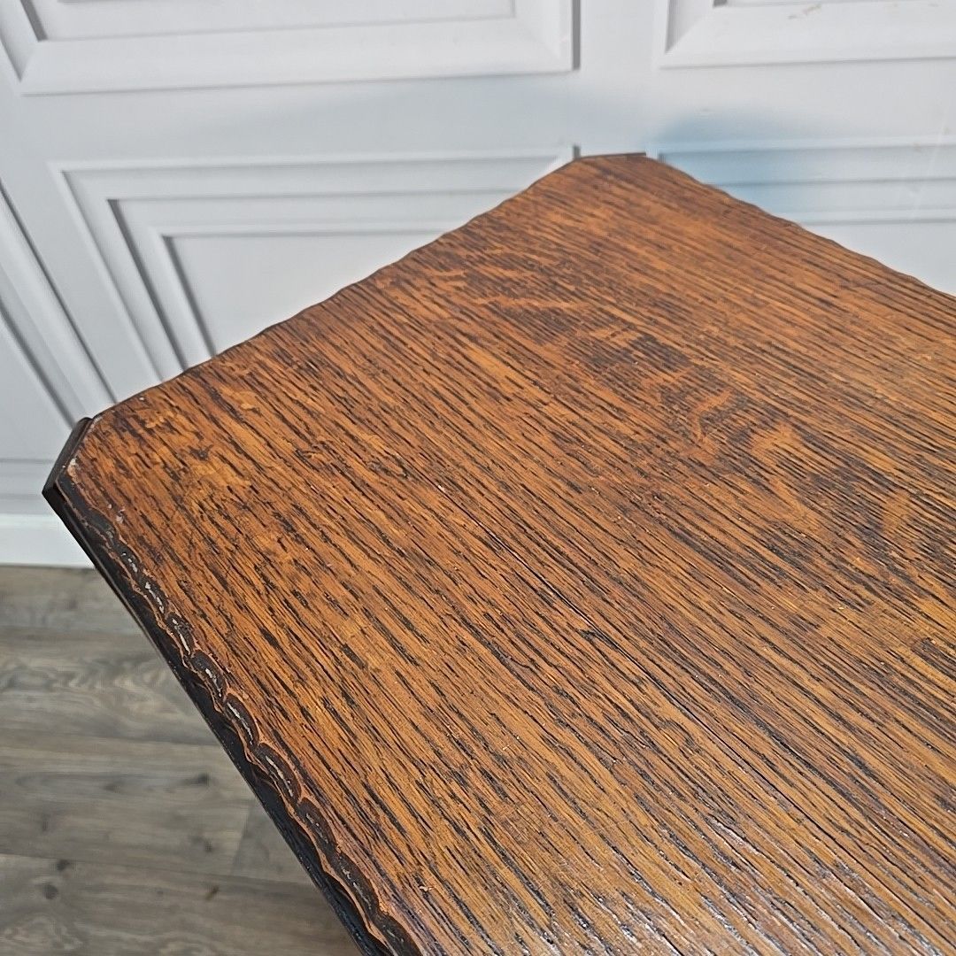 photo for sale Antique Oak Side Table Two Tier Hall Lamp Plant Stand Arts Crafts Jacobean