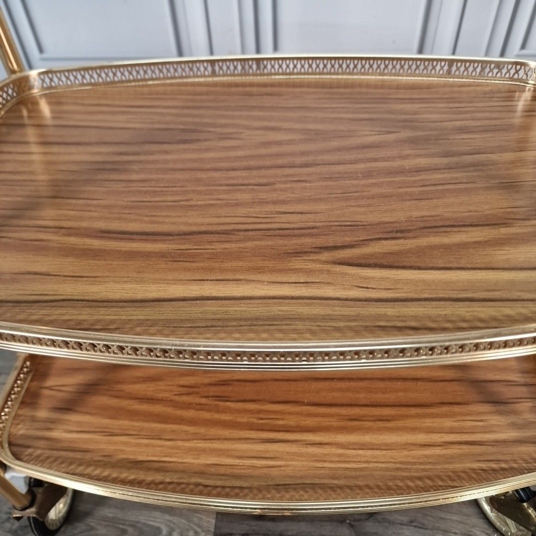 Vintage Drinks Tea Trolley Bar Cocktail Cart Retro Hollywood Regency Mcm photo vinterior