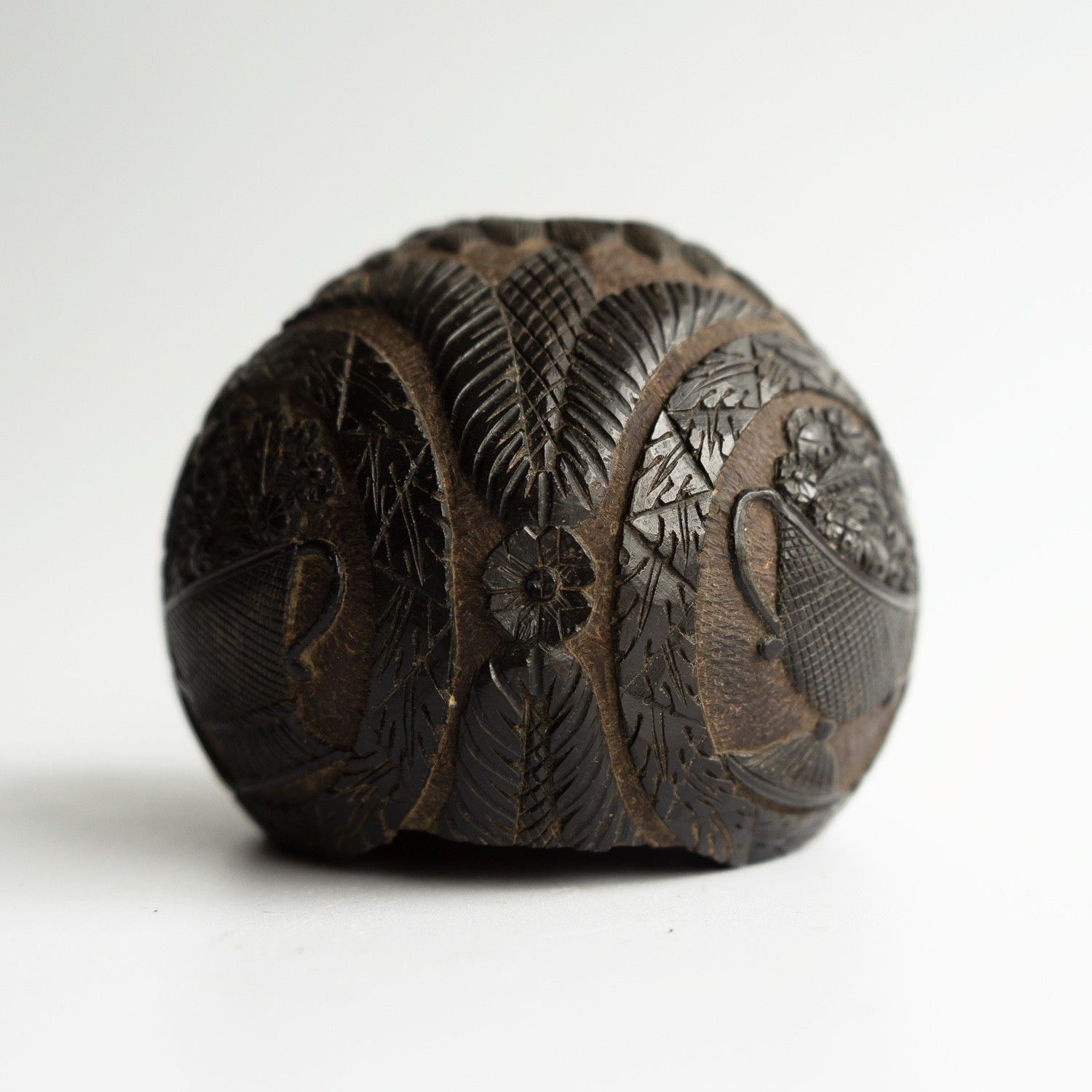 395.0 Antique Sailors Bugbear, Naive Folk Art Carved Coconut, Late 18th/Early 19th C. photo