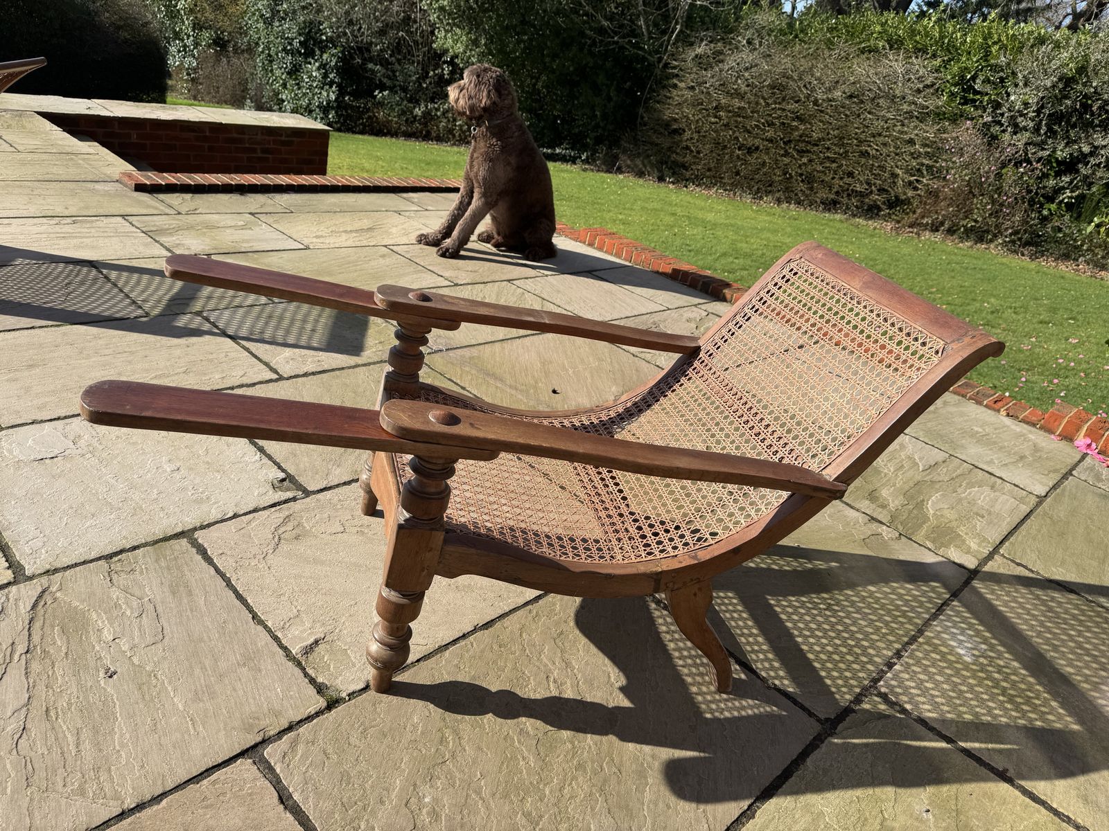 Late 19th / Early 20th Century Teak Colonial Planters Chair With Rattan Caning photo furniture