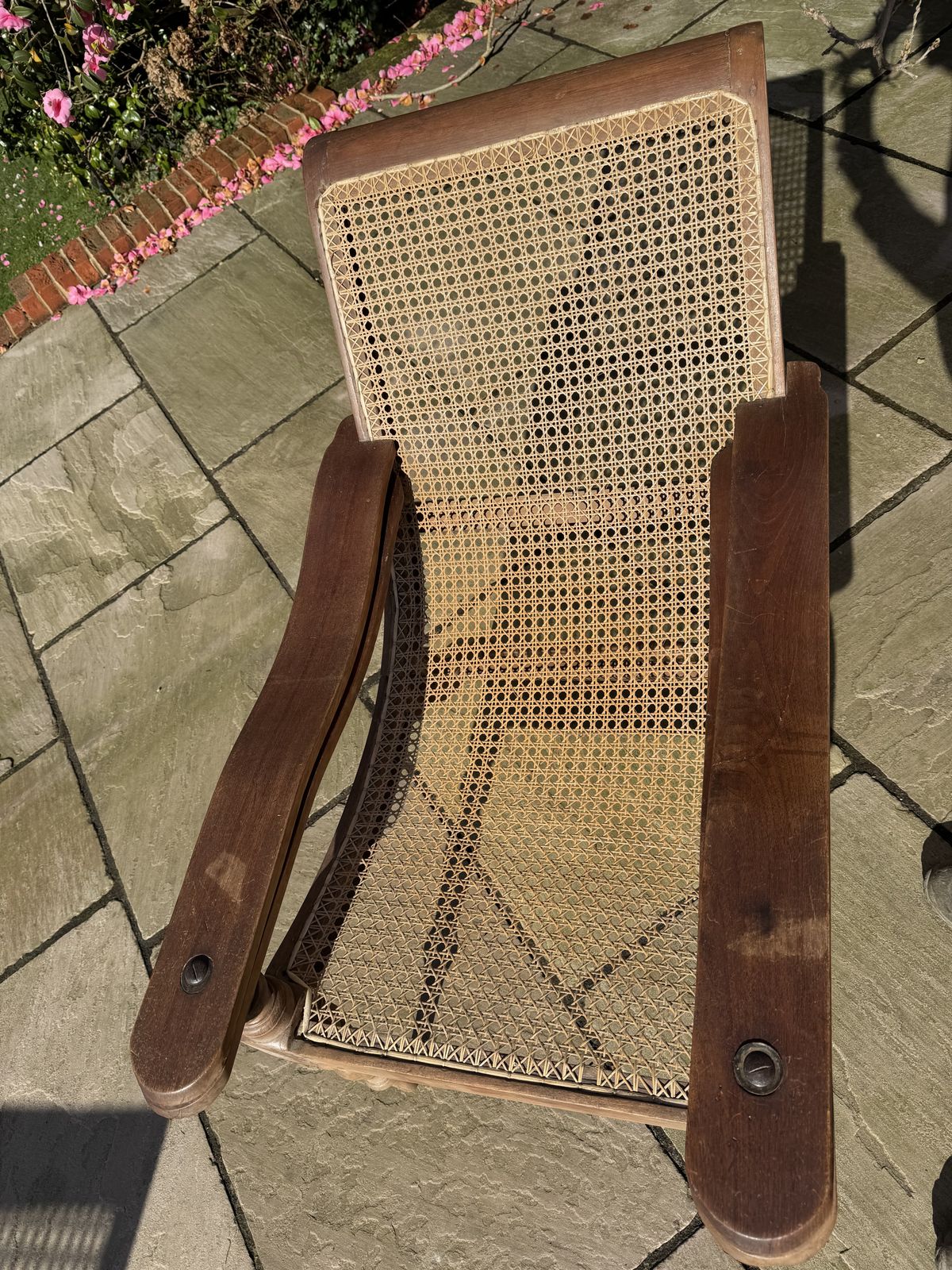 Late 19th / Early 20th Century Teak Colonial Planters Chair With Rattan Caning photo Furniture
