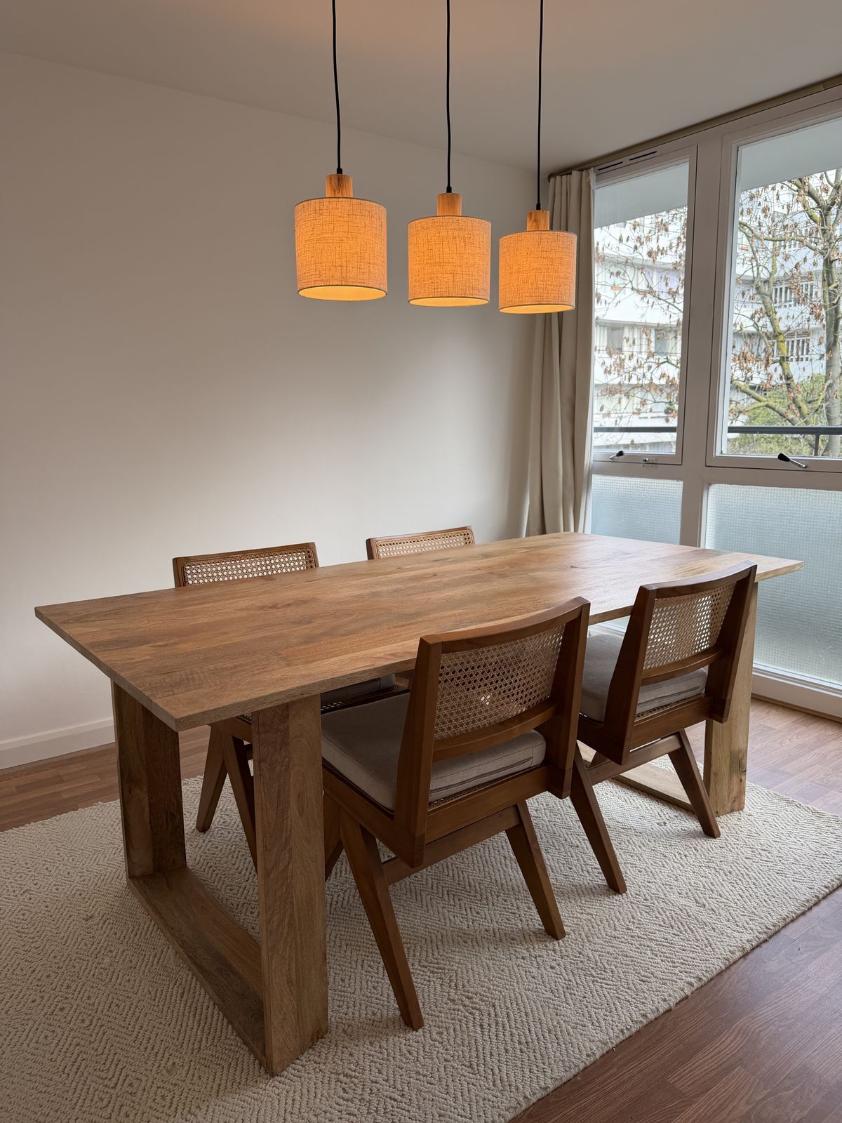 Set Of 4 Wooden Rattan Dining Chair photo for sale