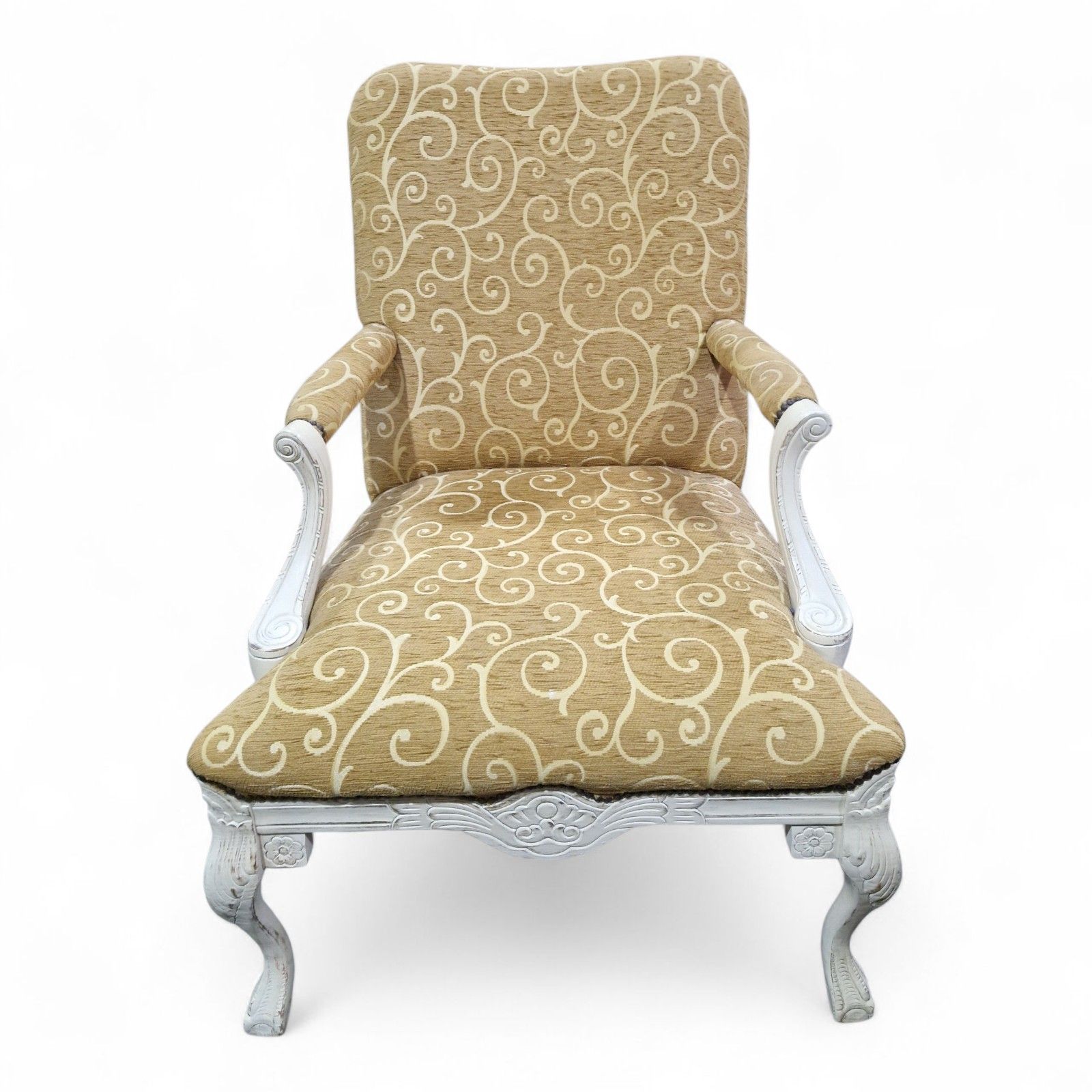 Antique Style Carved Armchair Library Reading Chair Claw And Ball Feet