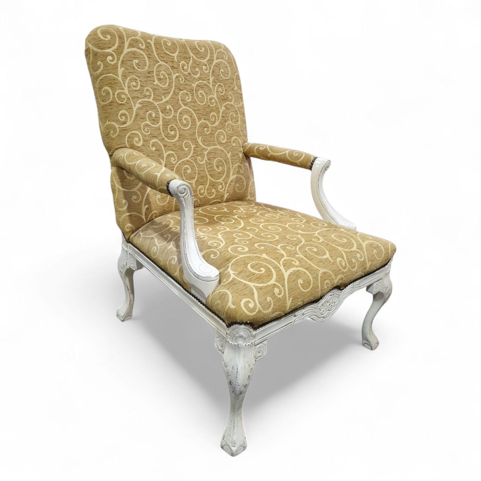 Antique Style Carved Armchair Library Reading Chair Claw And Ball Feet photo Furniture