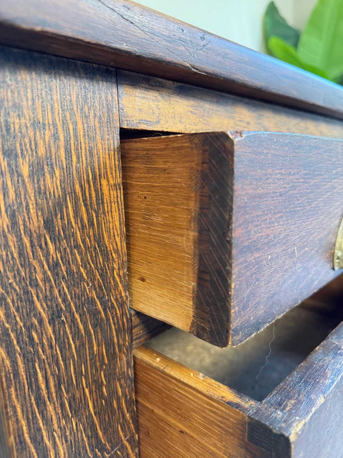Furniture 1936 Vintage Presidential Writing Desk – Solid Oak With Original Leather Top | Office Furniture Executive Desk photo