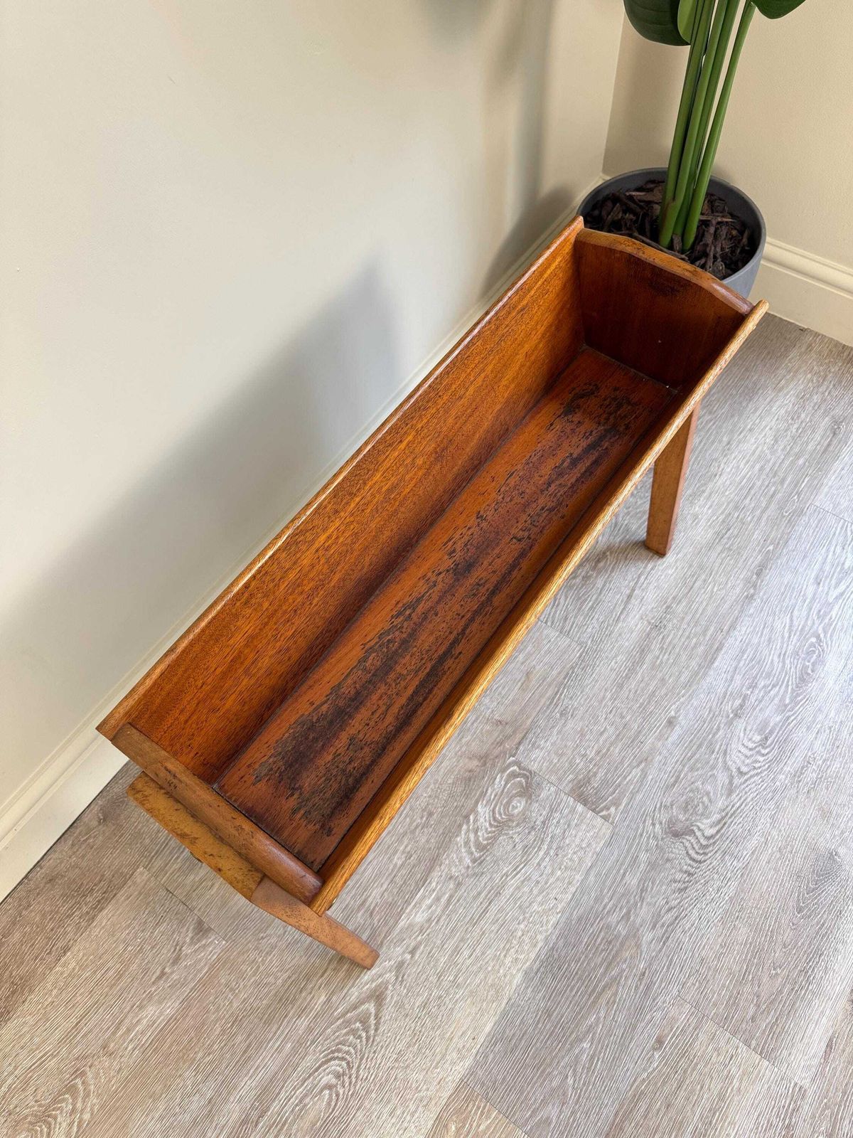 Vintage Midcentury Wooden Teak Trough Planter Herb Garden photo Home Decor