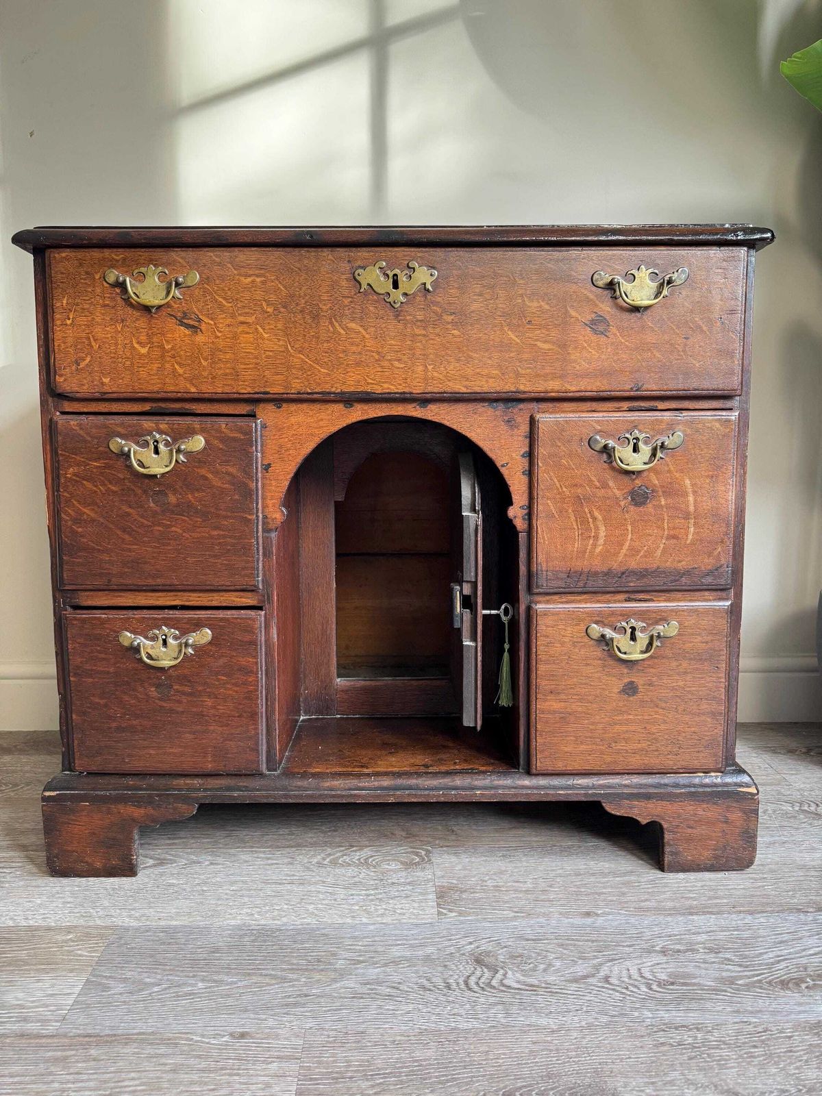 Antique Oak 18th Century Kneehole Desk Solid Wood With Cupboard   Traditional Office photo furniture