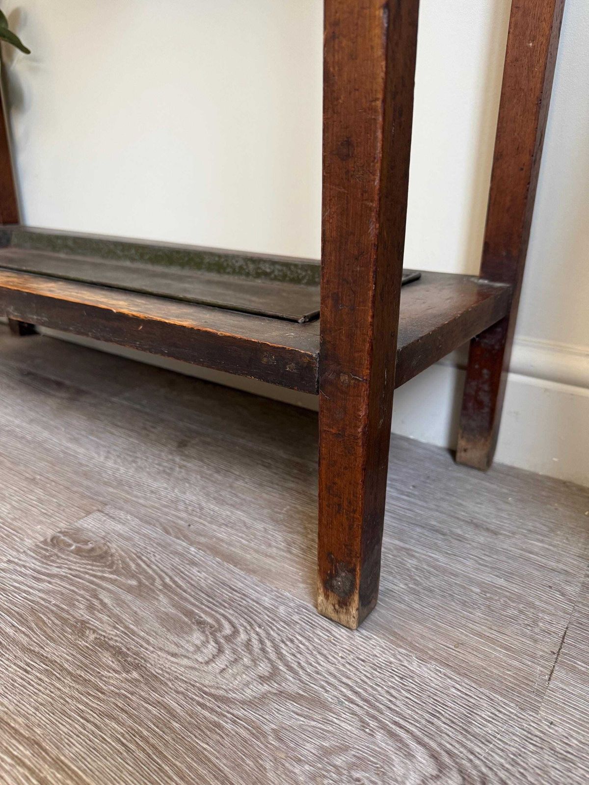 Vintage Wooden Entryway Console Table   Umbrella & Plant Stand With Metal Tray photo buy