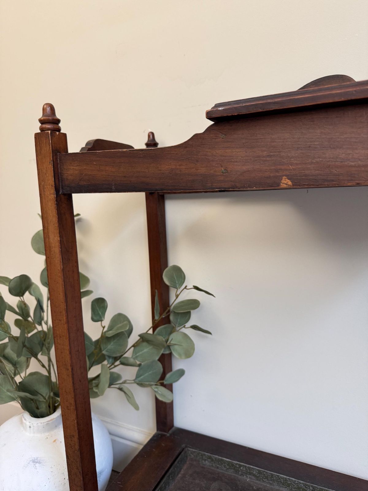 Vintage Wooden Entryway Console Table   Umbrella & Plant Stand With Metal Tray photo vintage
