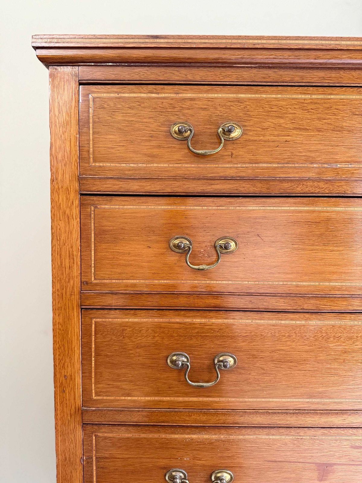 Vintage 1920s Linen Chest Of Drawers: Mid Century Bedroom Storage Cabinet photo vinterior