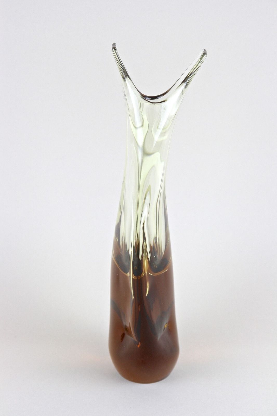 Home Decor 20th Century Murano Glass Vase   Amber/ Brown, Italy Ca. 1960 photo