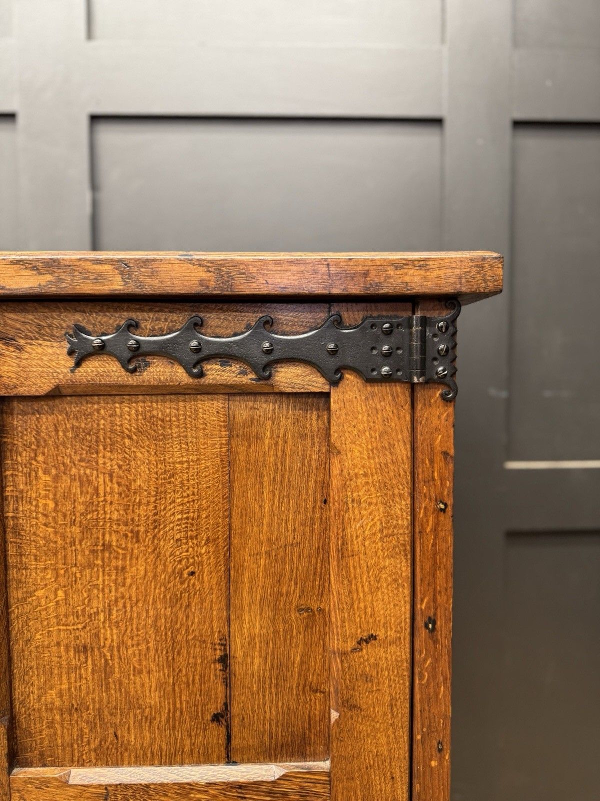photo for sale Antique Oak Sideboard Cupboard Arts & Crafts Gothic Church Chapel 180cm