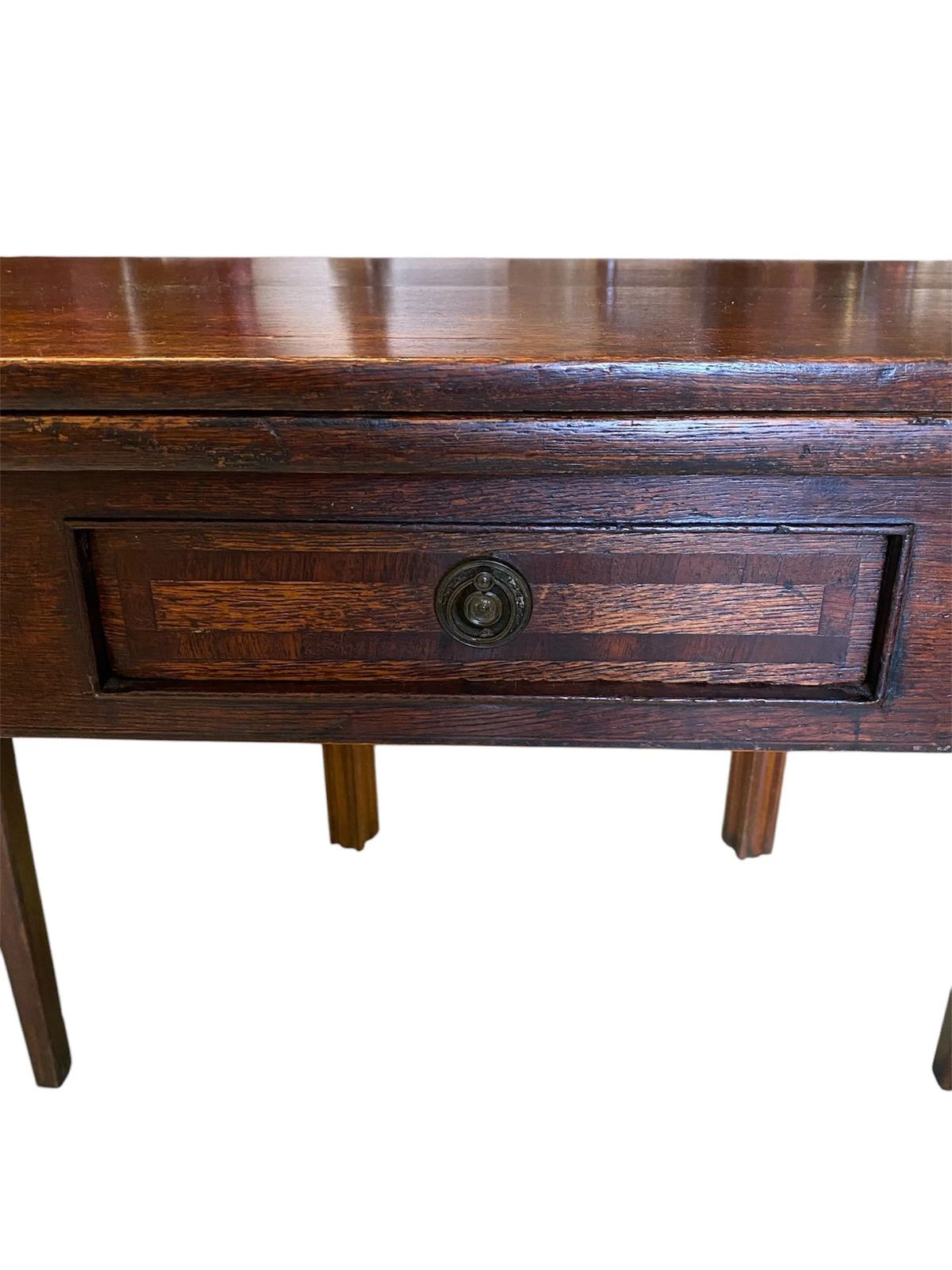 Antique Georgian Oak Country Side Table With Single Drawer photo Furniture