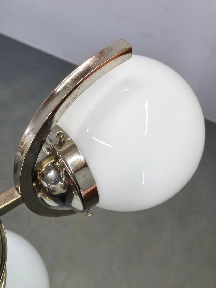 916.0 Art Deco Nickel And Glass Chandelier, 1930s photo