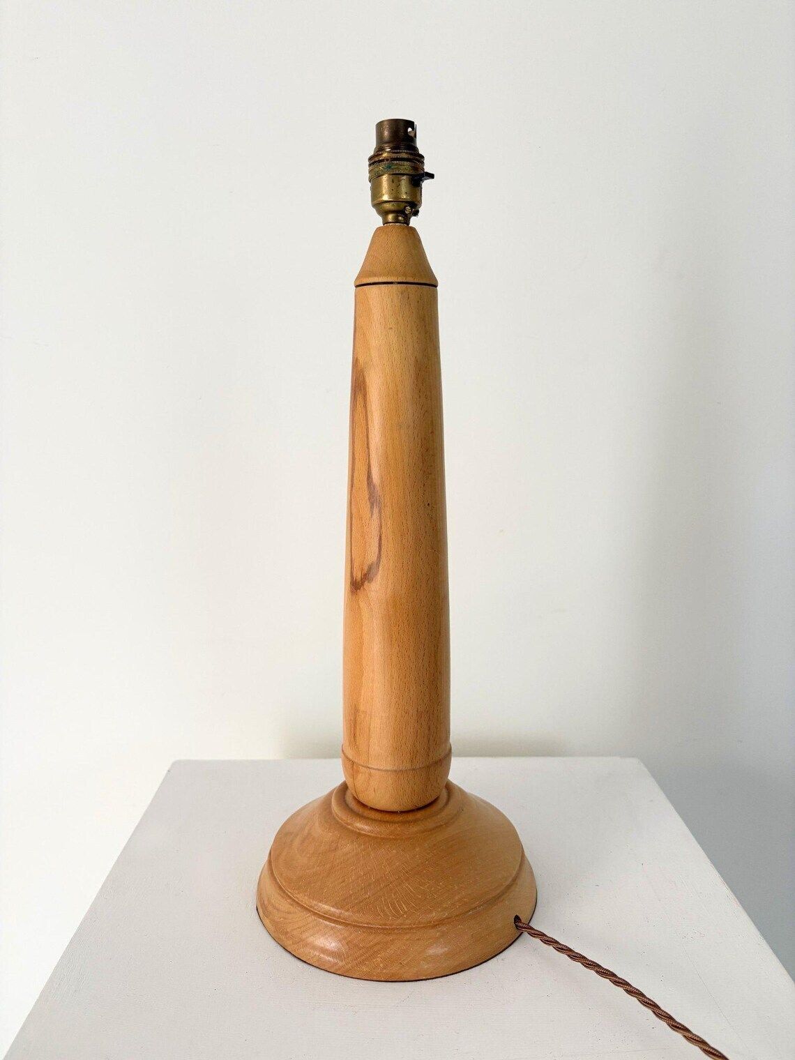 Minimalist Turned Wood Lamp Mid Century Rewired And Pat Tested photo buy