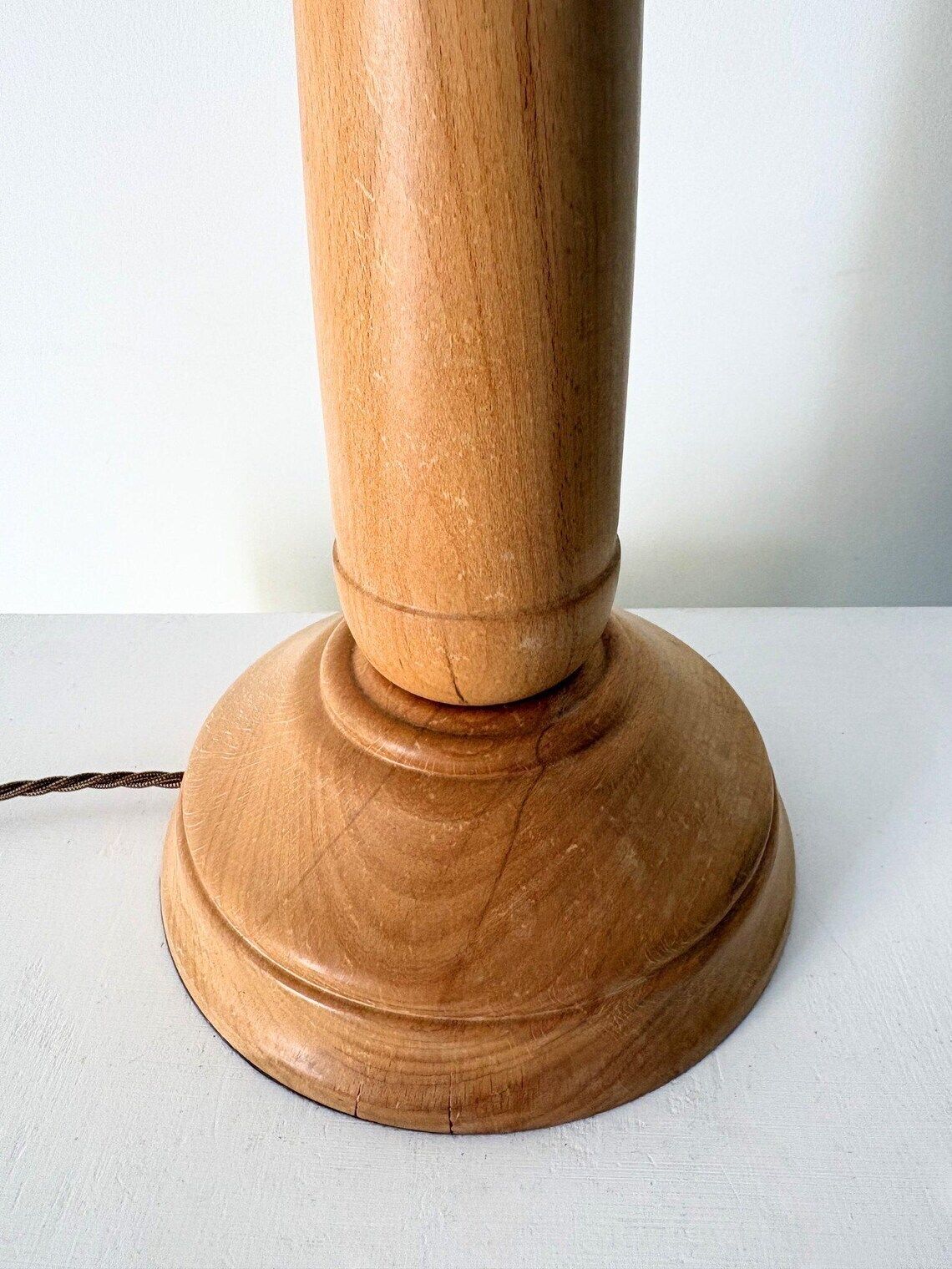 Minimalist Turned Wood Lamp Mid Century Rewired And Pat Tested photo vintage