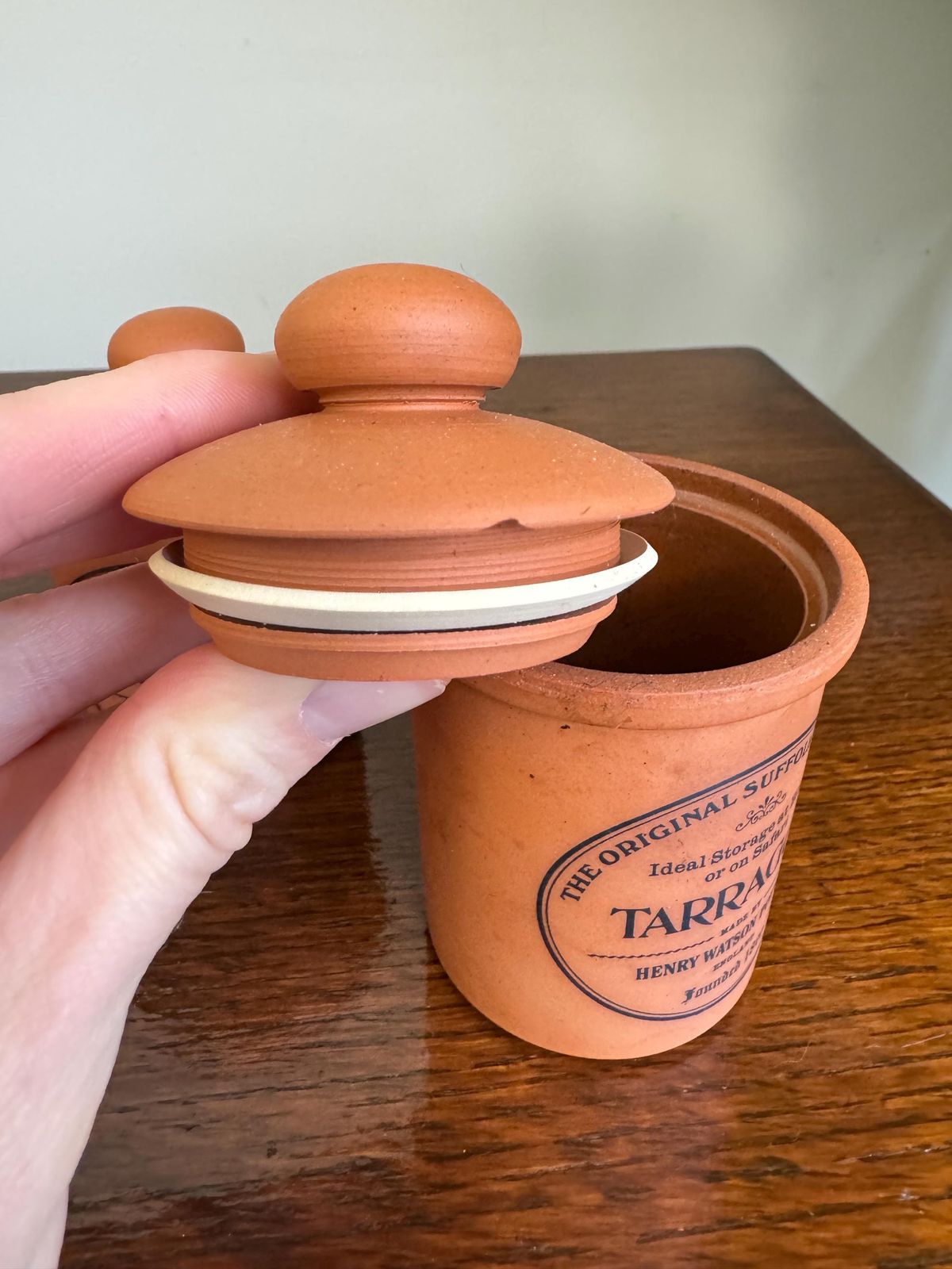 photo furniture Set Of Henry Watson Pottery Spice Herb Ceramic Jars Sealed Earthenware Containers Terracotta Farmhouse