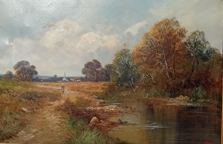 Pair Early 20th Century British Pastoral Oil Paintings In Gilt Frames photo Art
