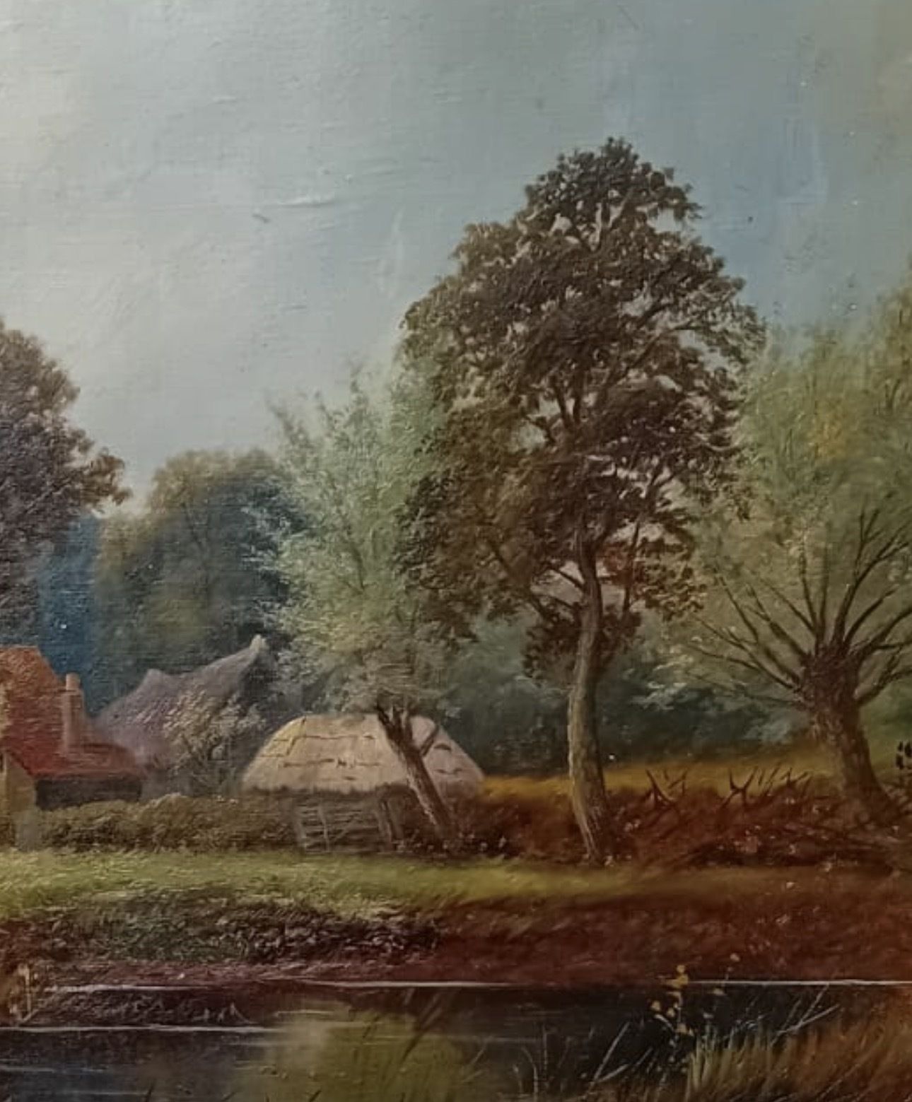 795.0 Pair Early 20th Century British Pastoral Oil Paintings In Gilt Frames photo