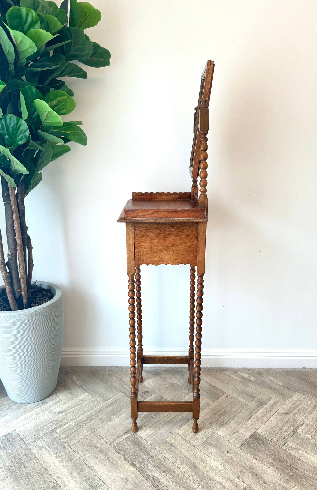 Antique Jas Shoolbred Oak Shaving Stand With Adjustable Mirror photo buy