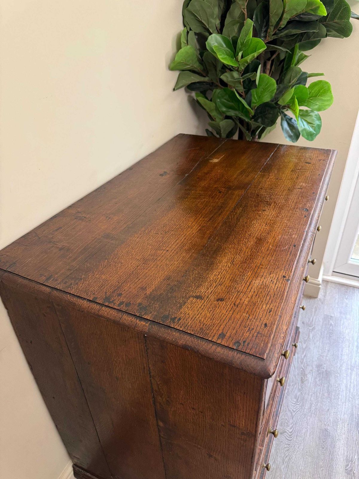 Antique Georgian Chest Of Drawers: Solid Wood Inlay, Metal Handles photo buy