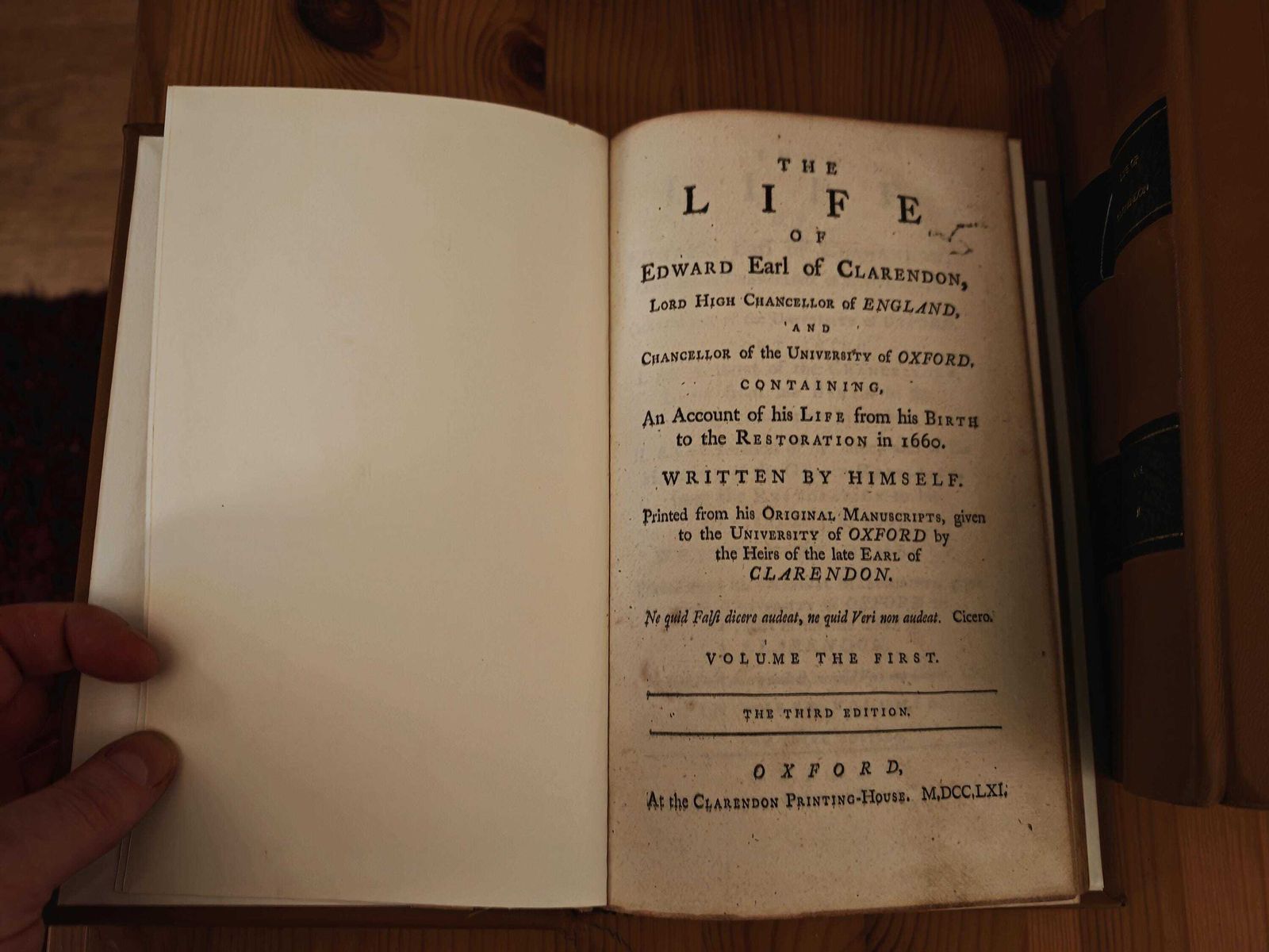 The Life Of Edward Earl Of Clarendon, Written By Himself, 1761. Clarendon Printing House. Rebound, Original Paper   Vg To Exc. Antique Copy. photo Home Decor