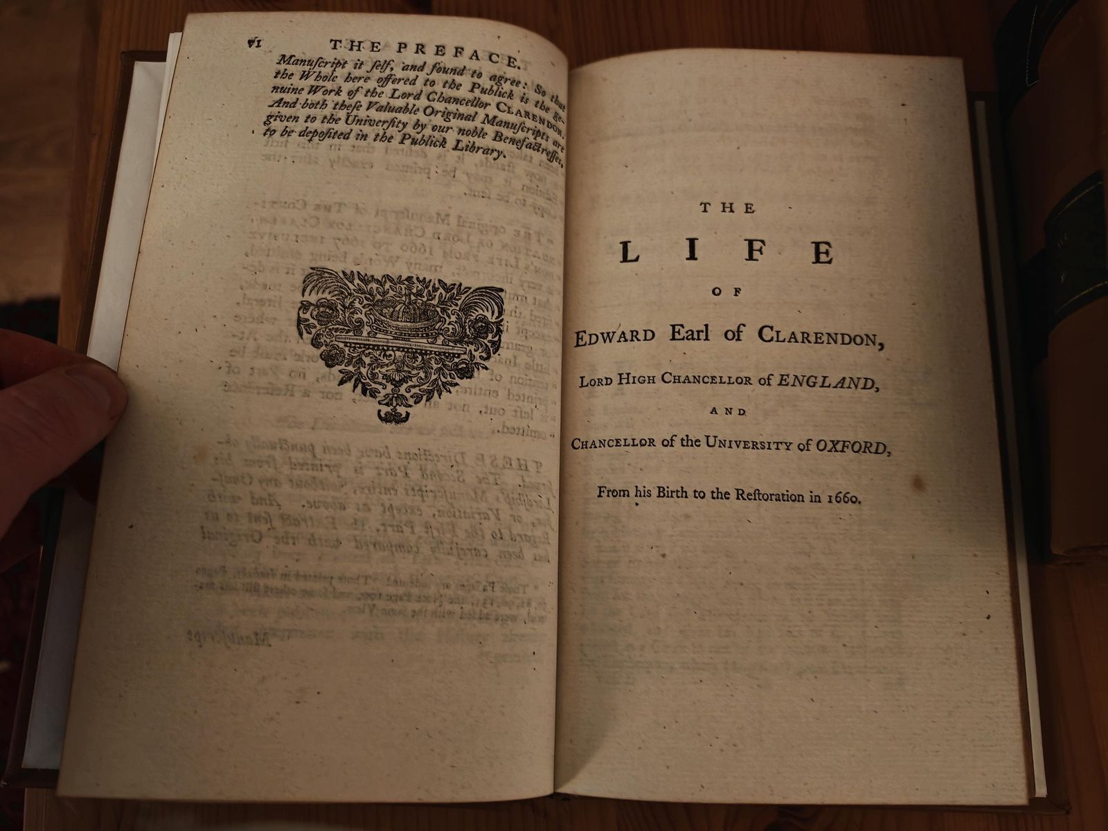 The Life Of Edward Earl Of Clarendon, Written By Himself, 1761. Clarendon Printing House. Rebound, Original Paper   Vg To Exc. Antique Copy. photo vinterior