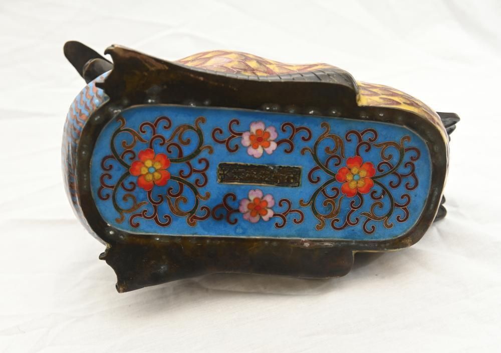 photo furniture Pair Chinese Cloisonne Ducks Qianlong Bird Statue