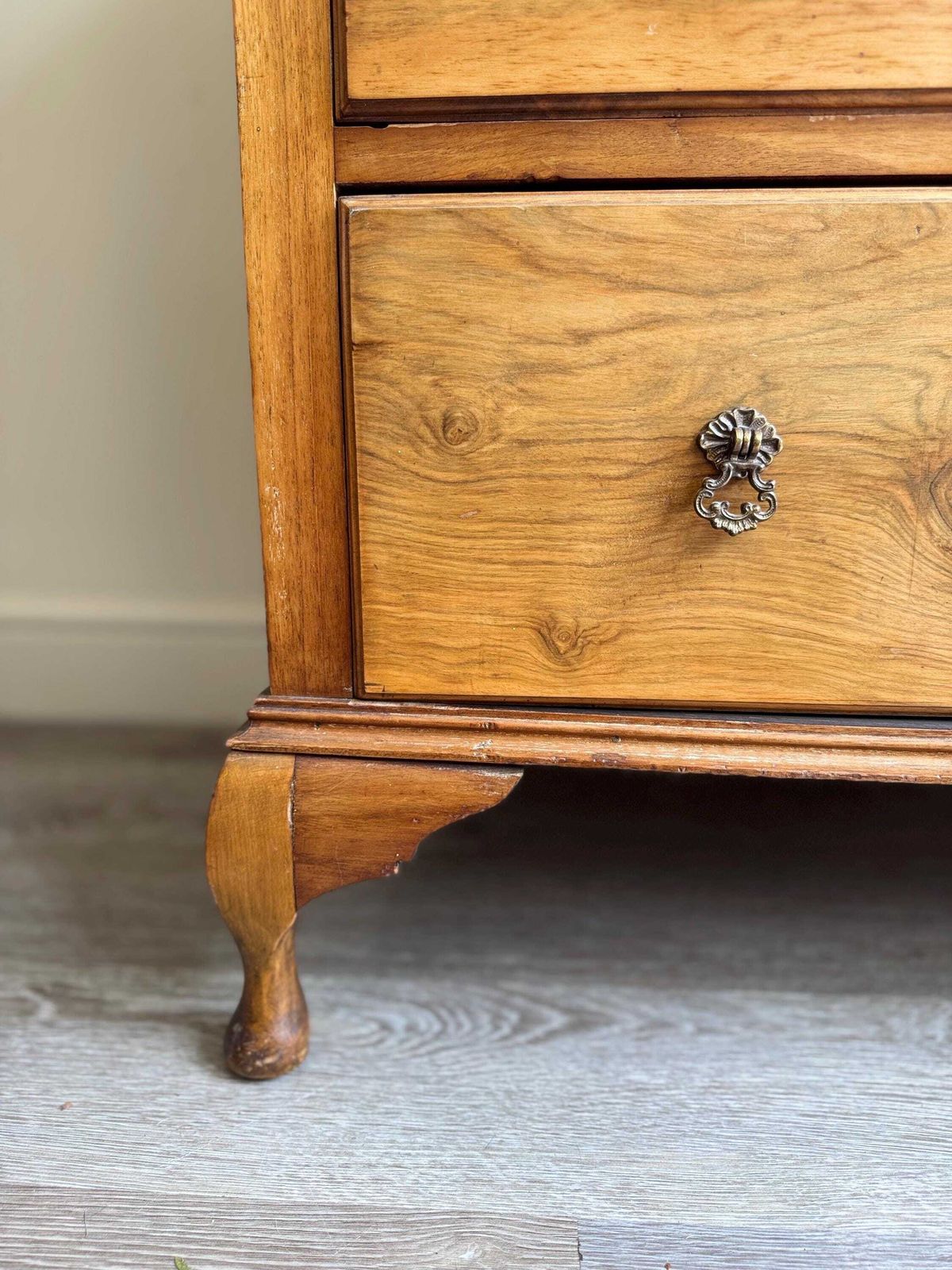Vintage Walnut Wood Chest Of Drawers: Dovetail Joints, Original Hardware photo buy