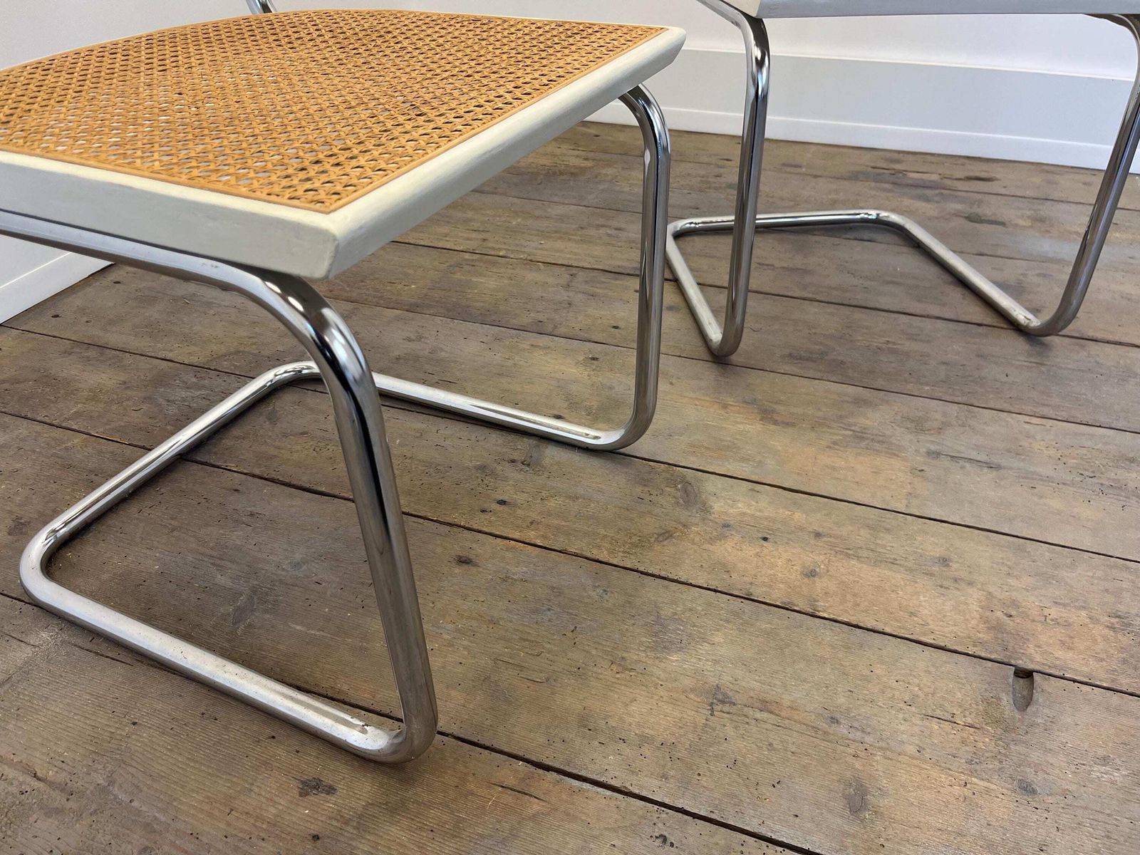 1 Of 2 Cesca Chairs / Chair By Marcel Breuer / Mid Century Modern Chair / Yugoslavia 70s / Tubular Frame With Cane And Wood / Bauhaus Chair photo Furniture