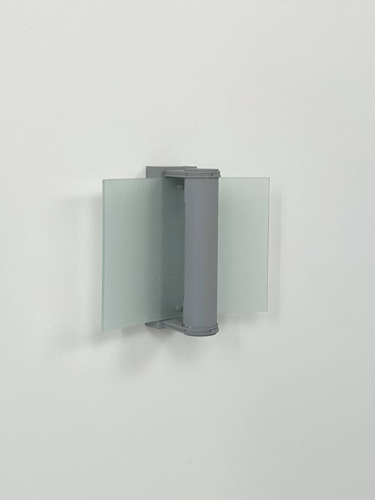 Vintage Wall Light, Grey Lacquered Metal And Frosted Curved Glass, France, 1980. photo furniture