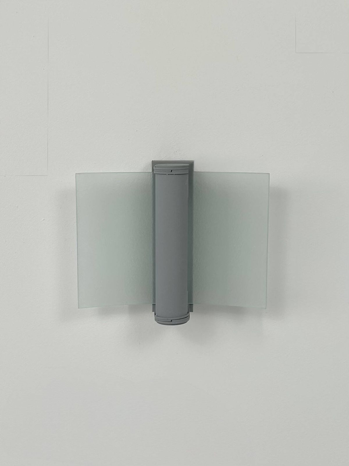 Vintage Wall Light, Grey Lacquered Metal And Frosted Curved Glass, France, 1980. photo buy