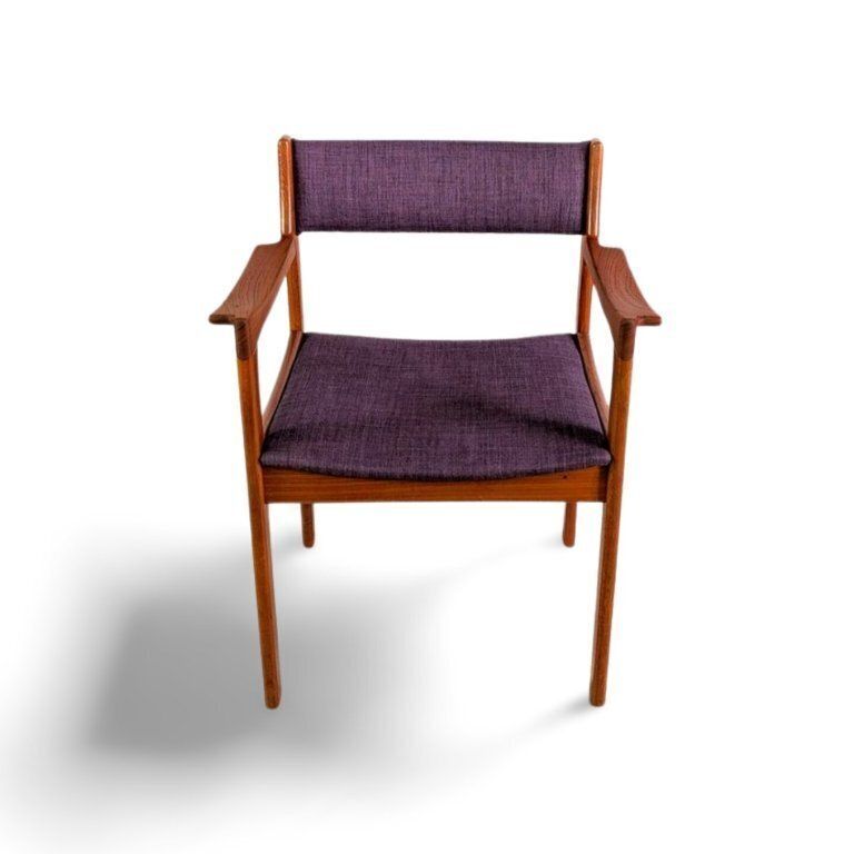 Original Midcentury Vintage Teak Purple Armchair Danish