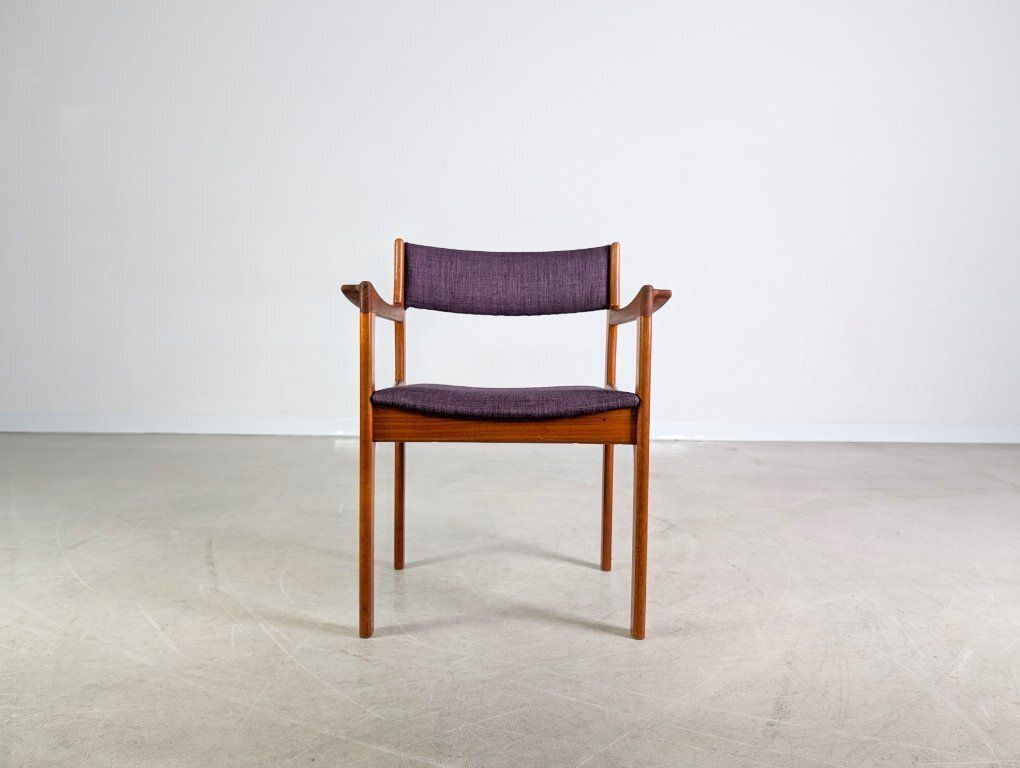 Original Midcentury Vintage Teak Purple Armchair Danish photo for sale