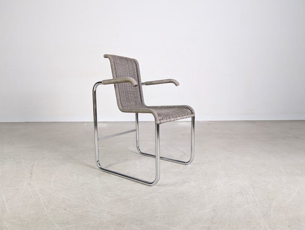Original Tecta D26e Chair, Woven Grey, Cantilever Chair With Armrests photo Furniture