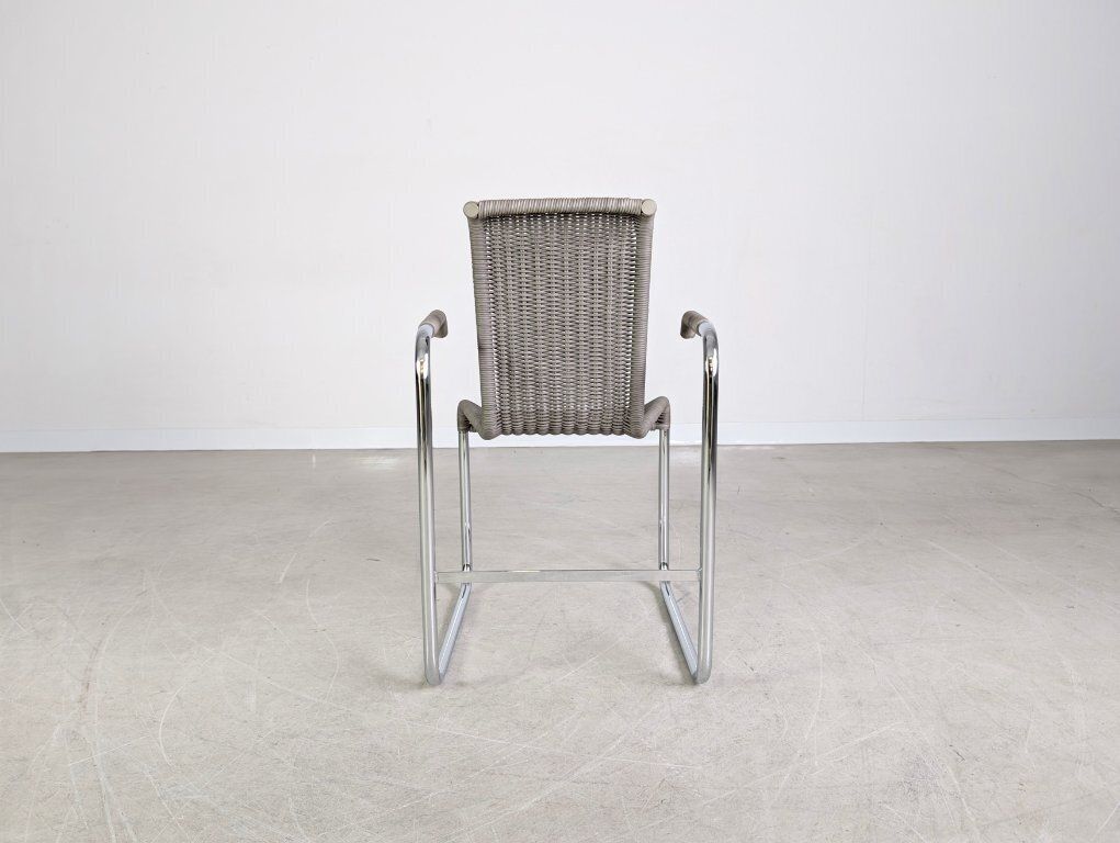 Original Tecta D26e Chair, Woven Grey, Cantilever Chair With Armrests photo vinterior