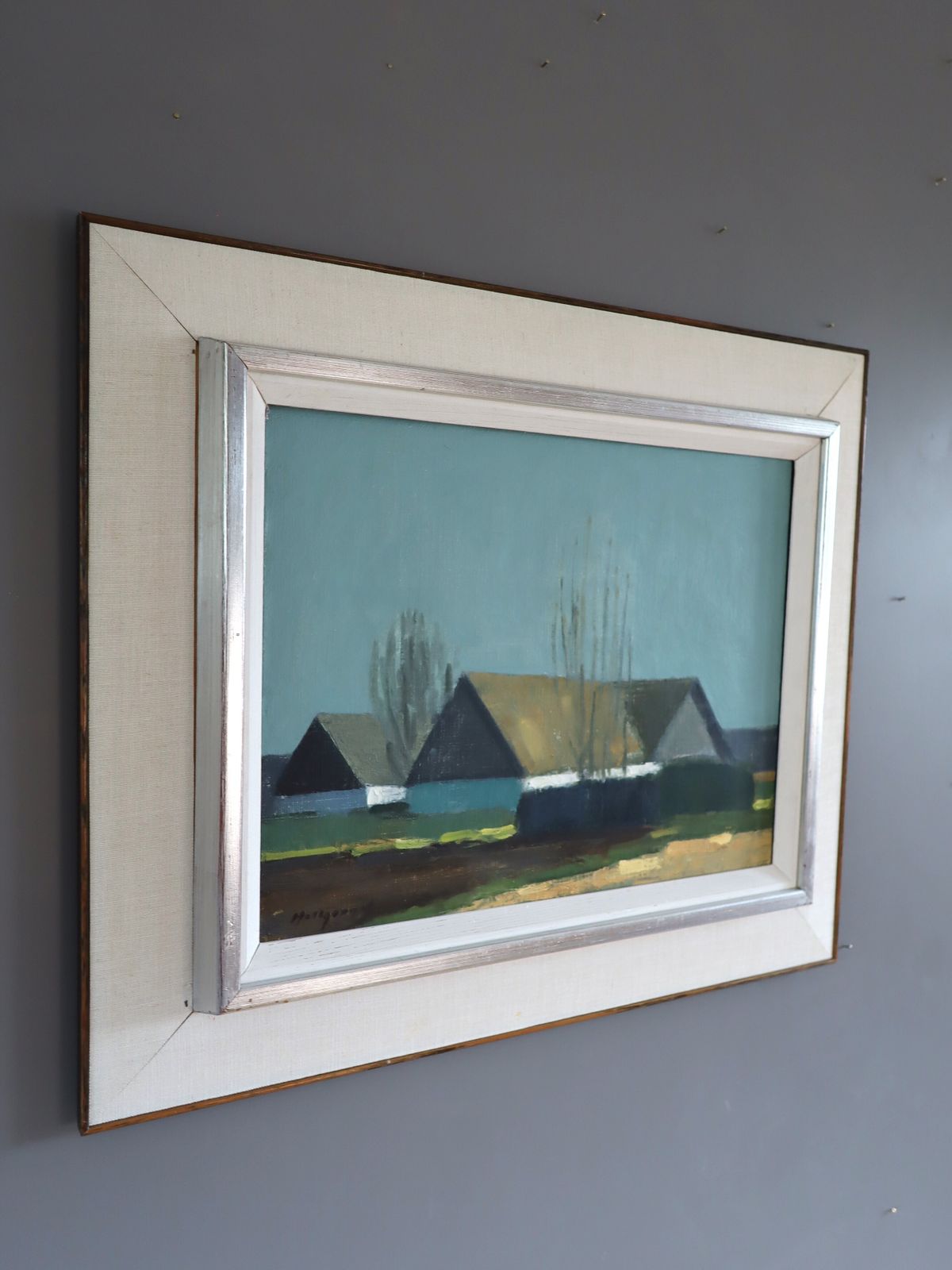 Quiet Farmstead  Oil Painting, Mid 20th Century photo furniture