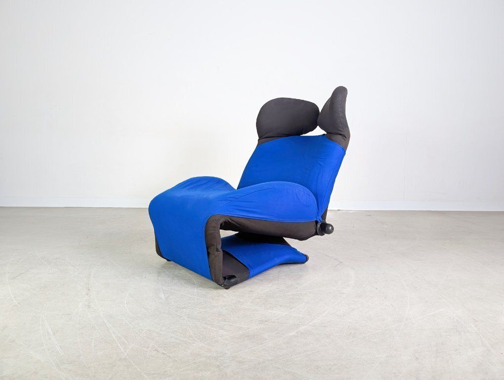 Original Cassina Wink Chair Toshiyuki Kita Black Blue Fabric photo 2104.0
