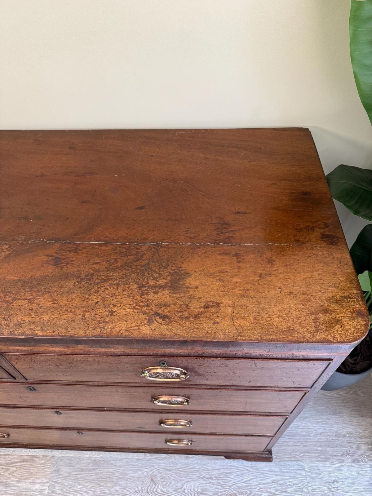 Antique Georgian Solid Wood Extra Large Chest Of Drawers photo vintage