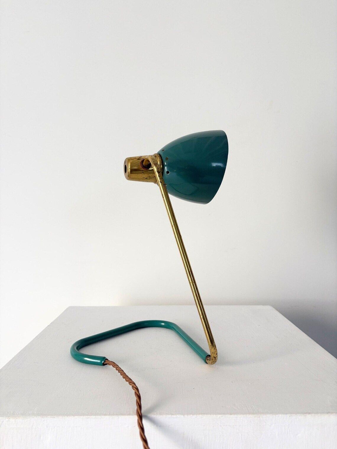 Green Metal Desk Lamp Task Light By Robert Caillat, French Mid Century C.1950