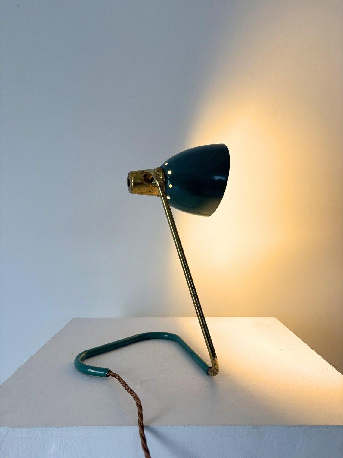 Green Metal Desk Lamp Task Light By Robert Caillat, French Mid Century C.1950 photo 780.0