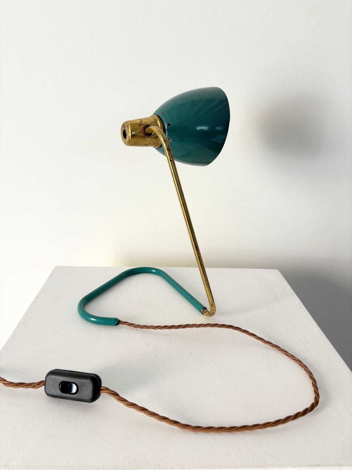photo for sale Green Metal Desk Lamp Task Light By Robert Caillat, French Mid Century C.1950