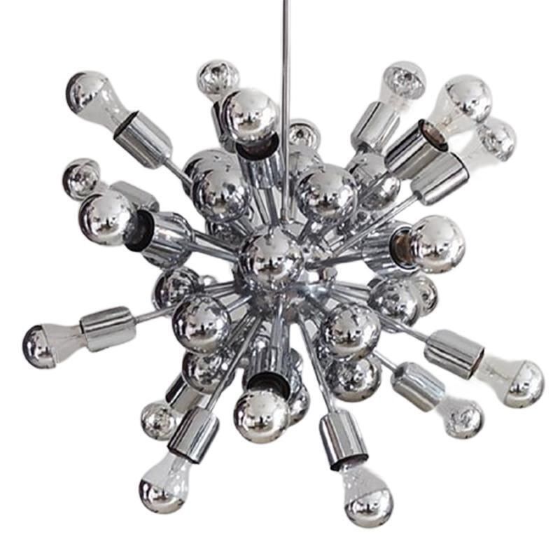 1970s Astonishing Chandelier Sputnik By Goffredo Reggiani In Chrome. Made In Italy