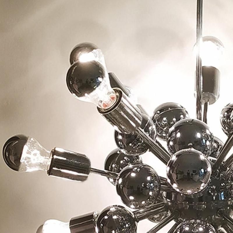photo furniture 1970s Astonishing Chandelier Sputnik By Goffredo Reggiani In Chrome. Made In Italy