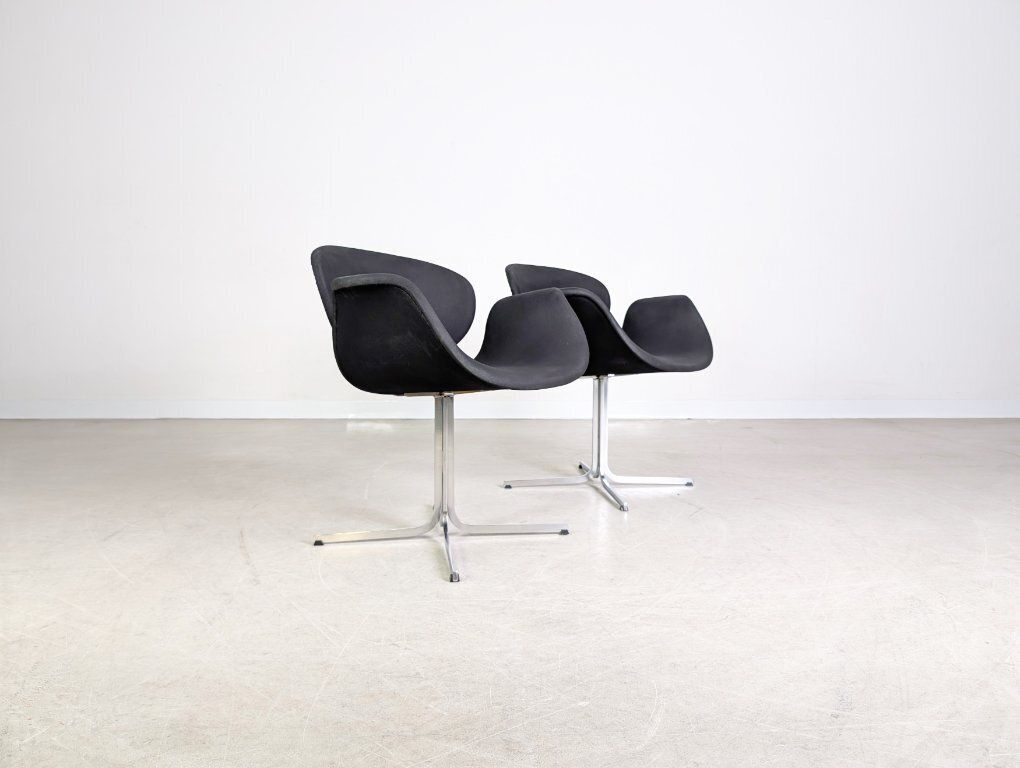 Set Of 2 Little Tulip Armchairs Artifort Pierre Paulin 1970 Black photo Furniture