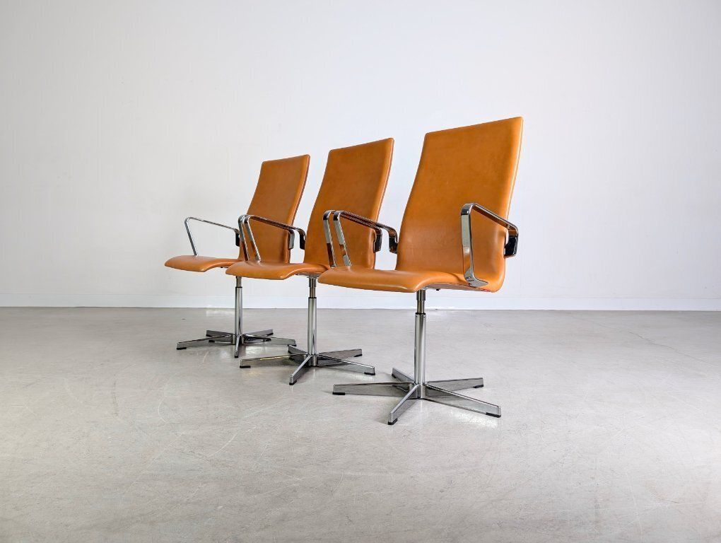 Original 3 Piece Set Of Fritz Hansen Oxford Arne Jacobsen Office Chairs photo 1890.0