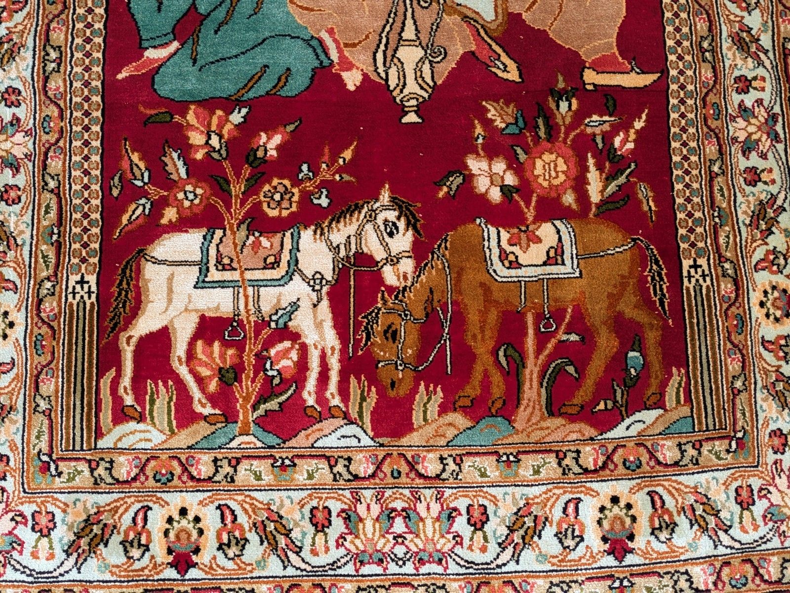 Indian Silk Pictorial Rug Carpet photo Textiles