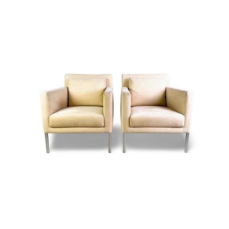2x Original Walter Knoll Armchair Jason 391 Suede Beige Design
