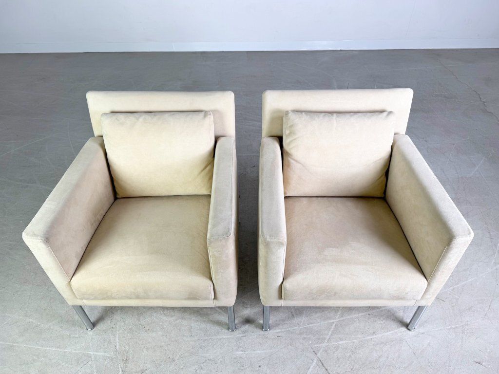 2x Original Walter Knoll Armchair Jason 391 Suede Beige Design photo vintage