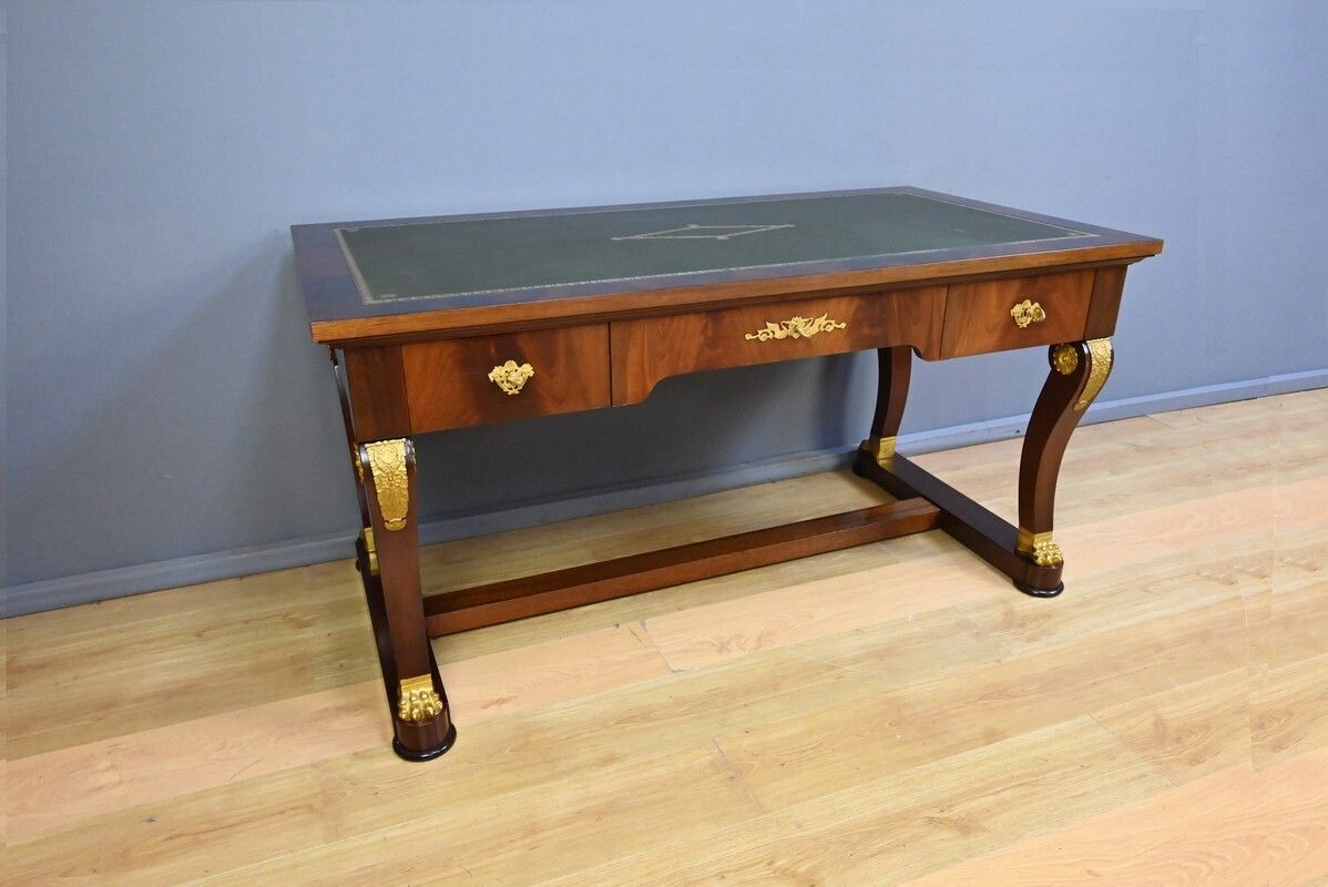 Mahogany Desk, Egyptian Revival Style – 20th Century photo for sale